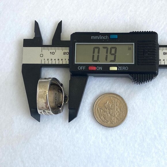 Sterling Silver 925 BGE Heavy Black Onyx Motorcycle Eagle Wide Band Ring Sz 9.5 - Picture 13 of 16